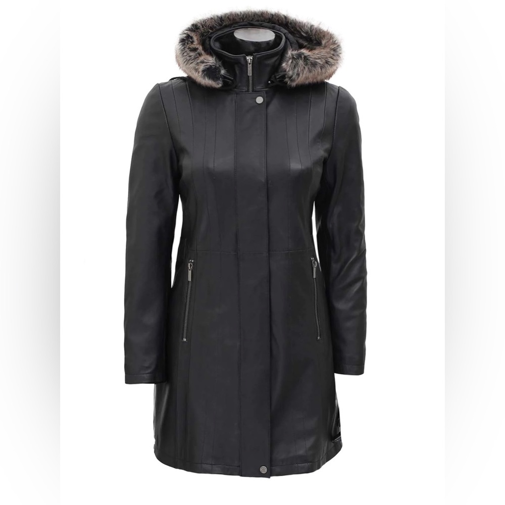 Real leather woman winter coat NWT